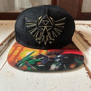 Legend of Zelda Ocarina of Time 3D Snapback Cap Triforce Embroidery Nintendo 3DS